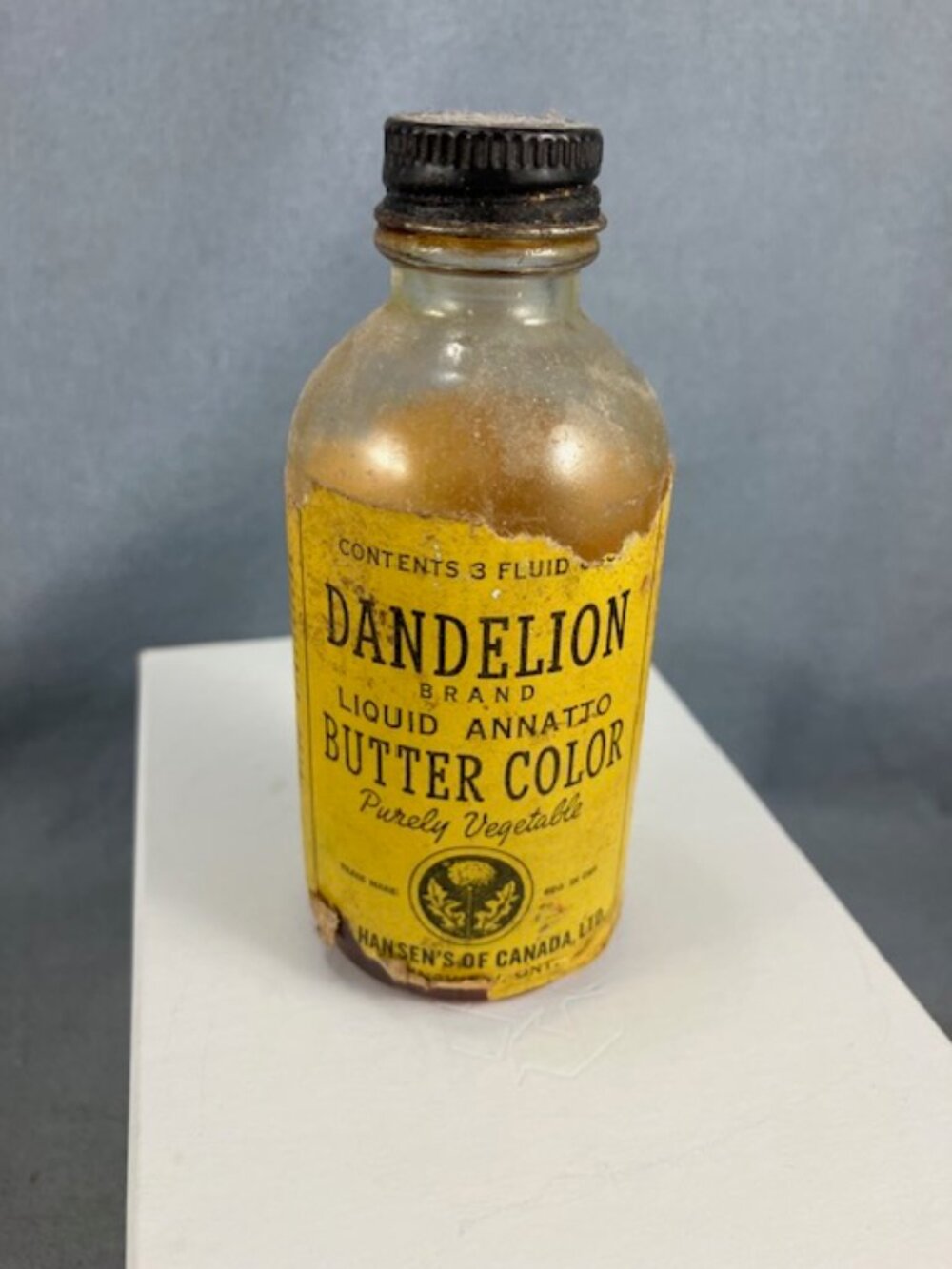 Vintage Bottle Kitchen Decor Dandelion Brand Butter Color 1950s